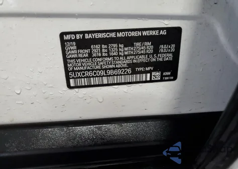 2020 BMW X5 xDrive40I from USA, damaged, VIN 5UXCR6C09L9B69226